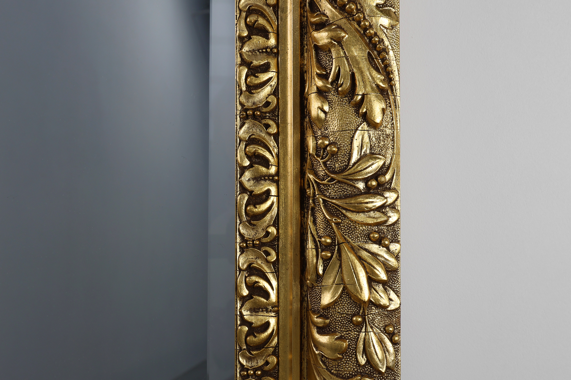 Large French Rustic Baroque Oak Wall Mirror, circa 1850thumbnail